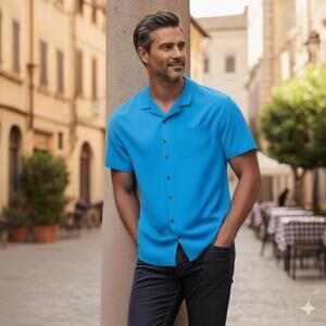 Tommy Bahama Vibrant Blue Casual Button Down Shirt (SH-06)